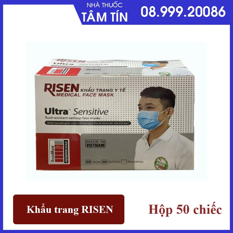 Khẩu trang Y TẾ RISEN 4 lớp giấy kháng khuẩn cao cấp xuất khẩu